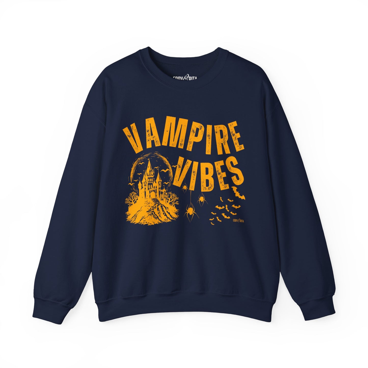 Eddy and Rita Women's Heavy Crewneck Sweatshirt - "Vampire Vibes" Halloween Graphic Pullover