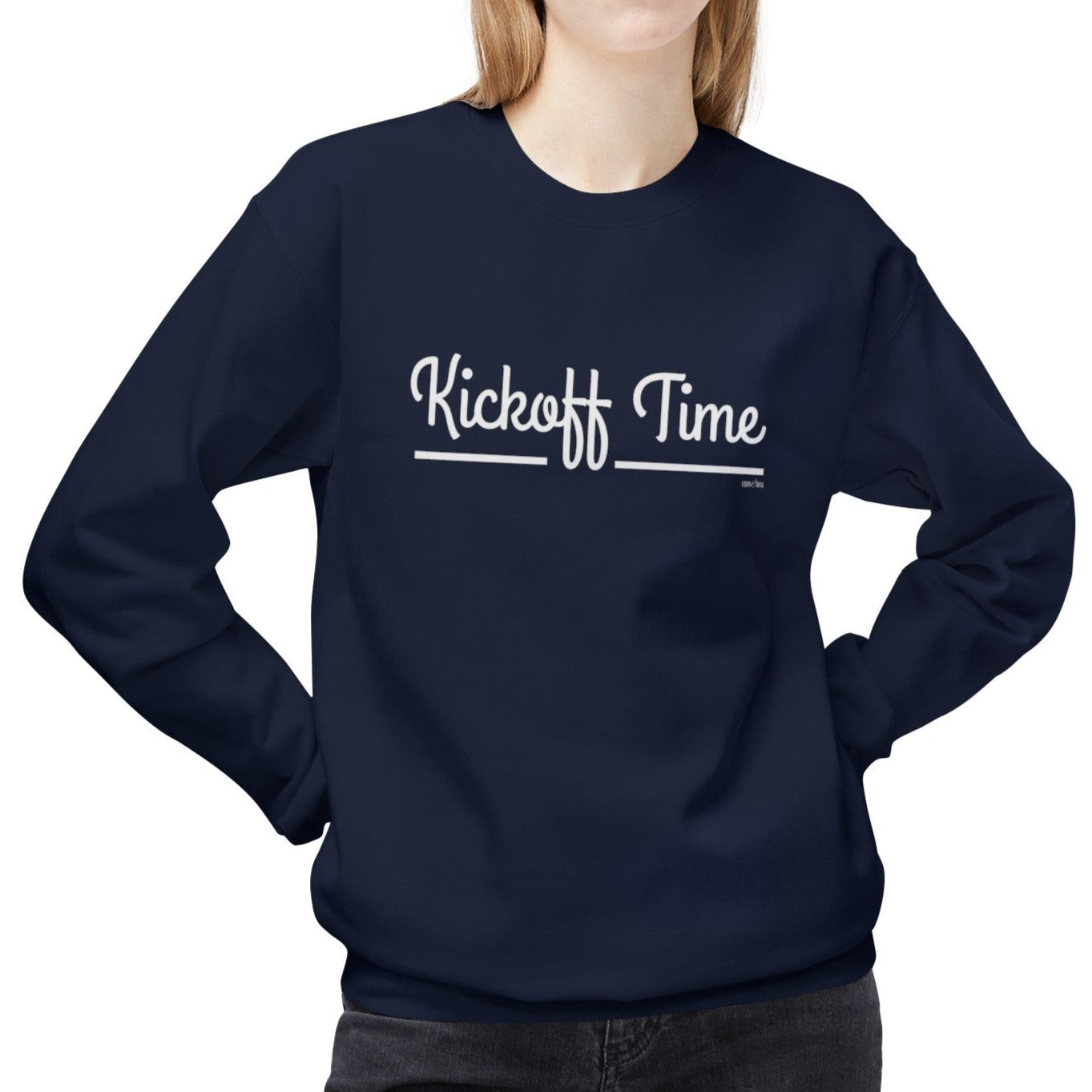 Eddy and Rita Women's Midweight Crewneck Sweatshirt - "Kickoff Time" Football Graphic Pullover