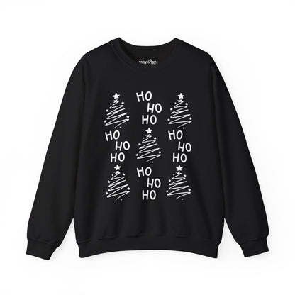 Women's Heavy Sweatshirt – "Ho Ho Ho Christmas Tree" Festive Holiday Graphic Sweatshirt