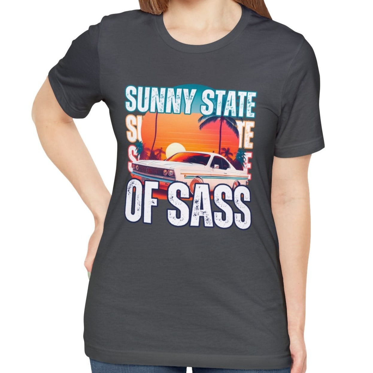 Sunny State of Sass Retro Car Women's Bella Canvas T-shirt - Eddy and Rita