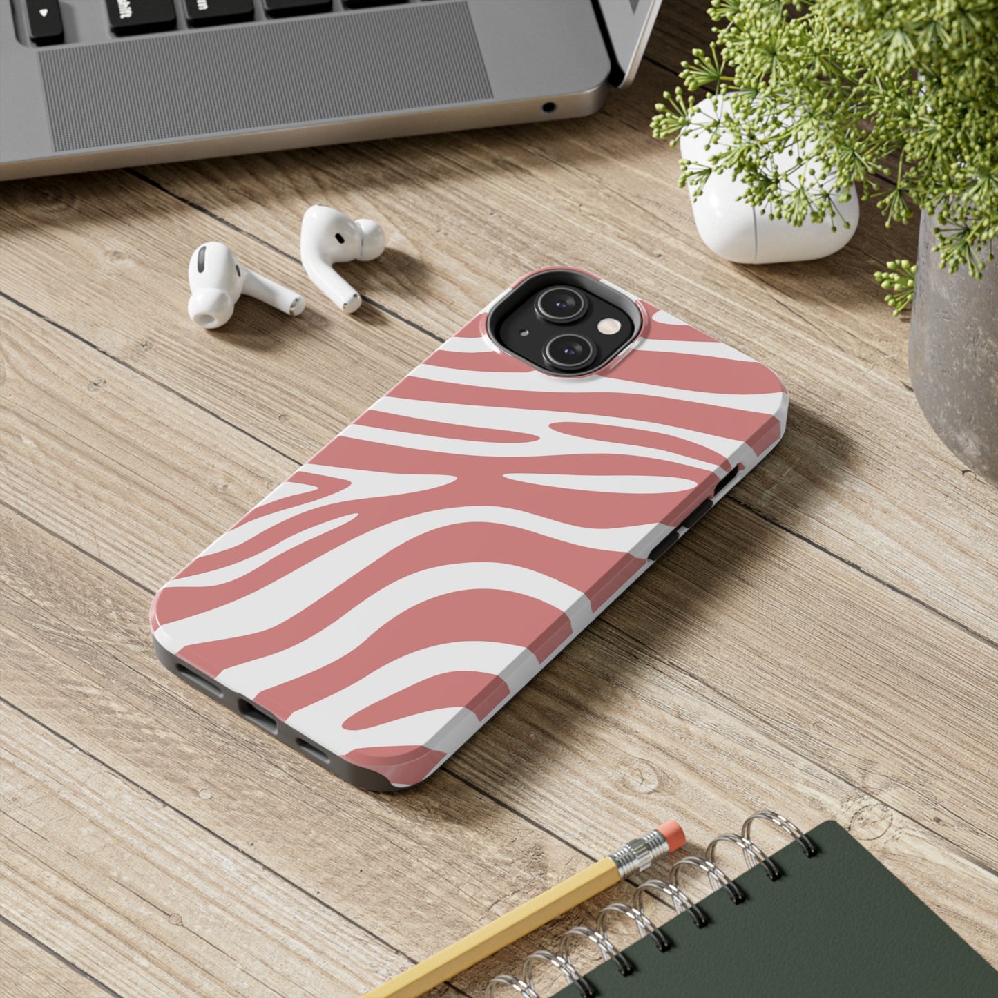 Pink and White Zebra Stripes iPhone Case - Stylish and Protective Cover for Your Device