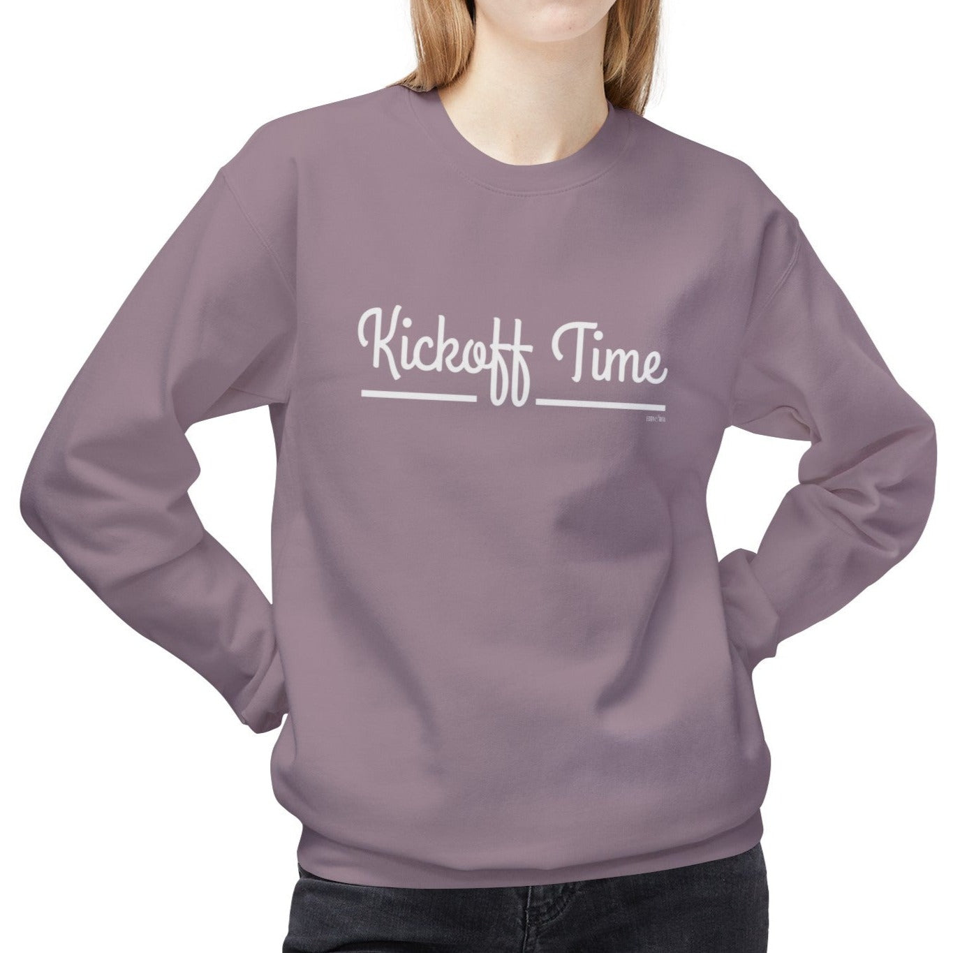 Eddy and Rita Women's Midweight Crewneck Sweatshirt - "Kickoff Time" Football Graphic Pullover