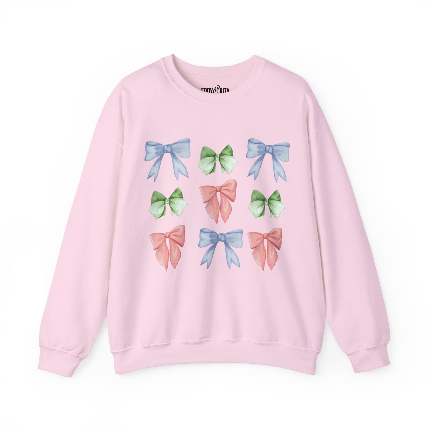 Eddy and Rita Women's Heavy Crewneck Sweatshirt - Pastel Bows Graphic Pullover