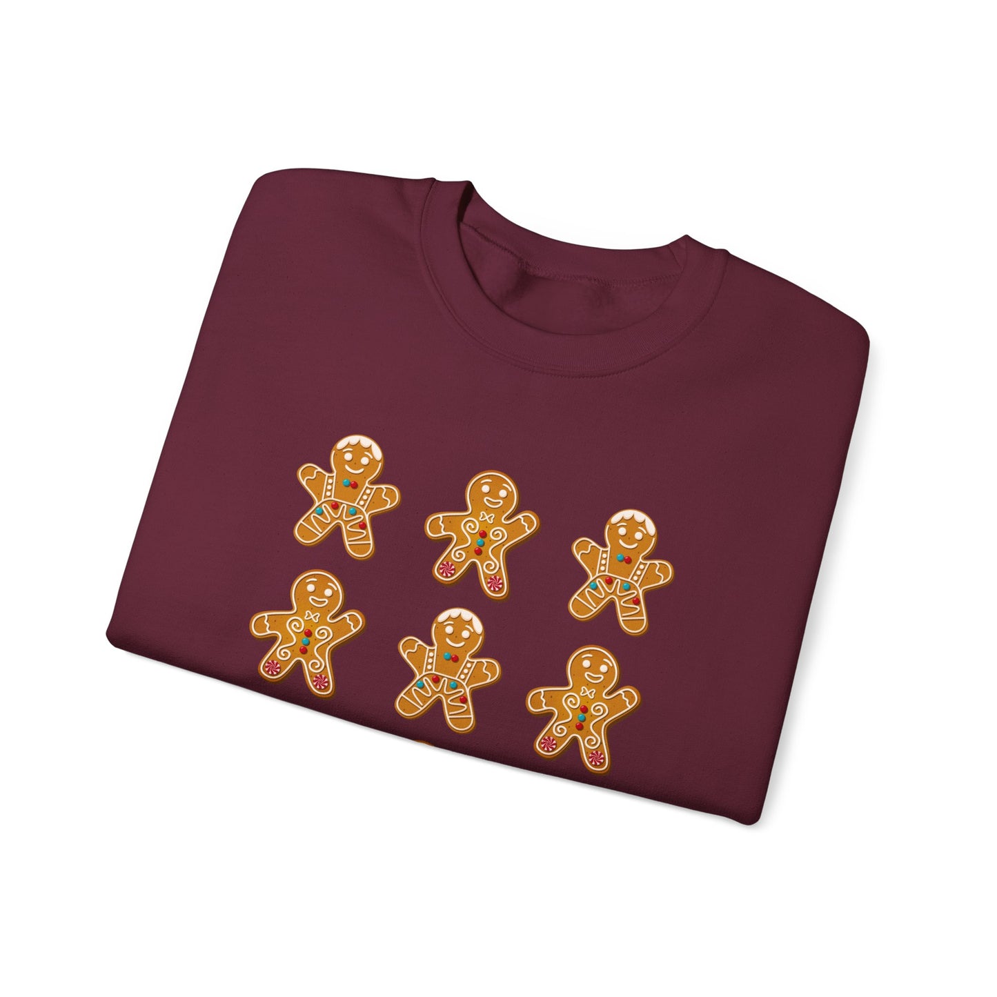 Women's Heavy Sweatshirt – "Gingerbread Cookie" Festive Holiday Graphic Sweatshirt