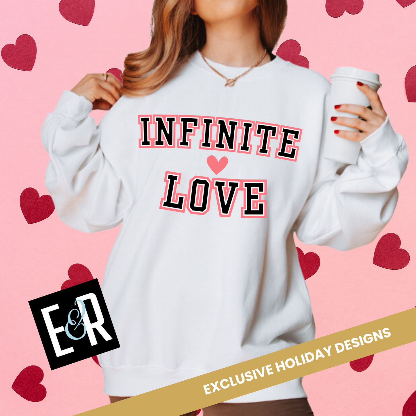 Women's Valentine's Day Graphic Sweatshirt – 'Infinite Love' Cozy Pullover – Romantic Gift for Her, Casual Holiday Outfit