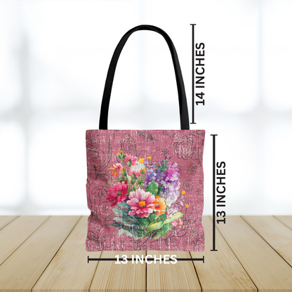 Blooming Rose Elegance: Petite Tote Bag with Stylish Floral Bouquet - Eddy and Rita