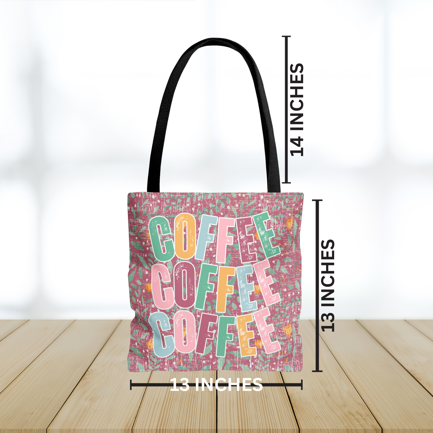 Coffee Trio: Women's Small Tote Bag with Repeated 'COFFEE' Design - Eddy and Rita