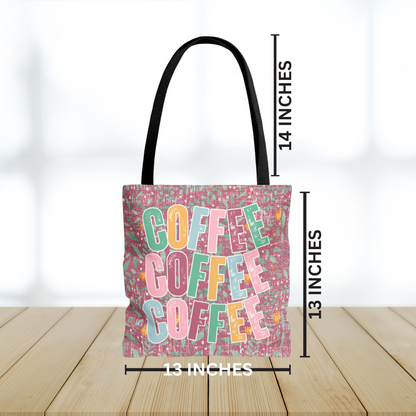 Coffee Trio: Women's Small Tote Bag with Repeated 'COFFEE' Design - Eddy and Rita