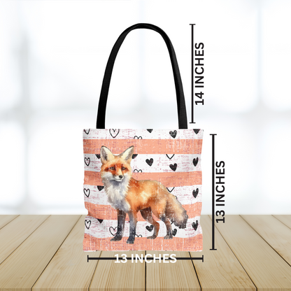 Hearts and Fox Harmony: Women's Small Tote Bag with Canvas of Love