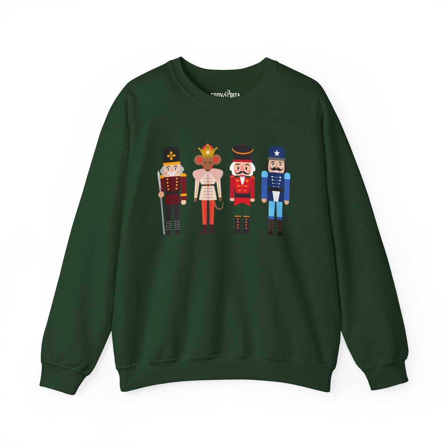 Women's Heavy Sweatshirt – "Nutcrackers" Festive Christmas Graphic Sweatshirt