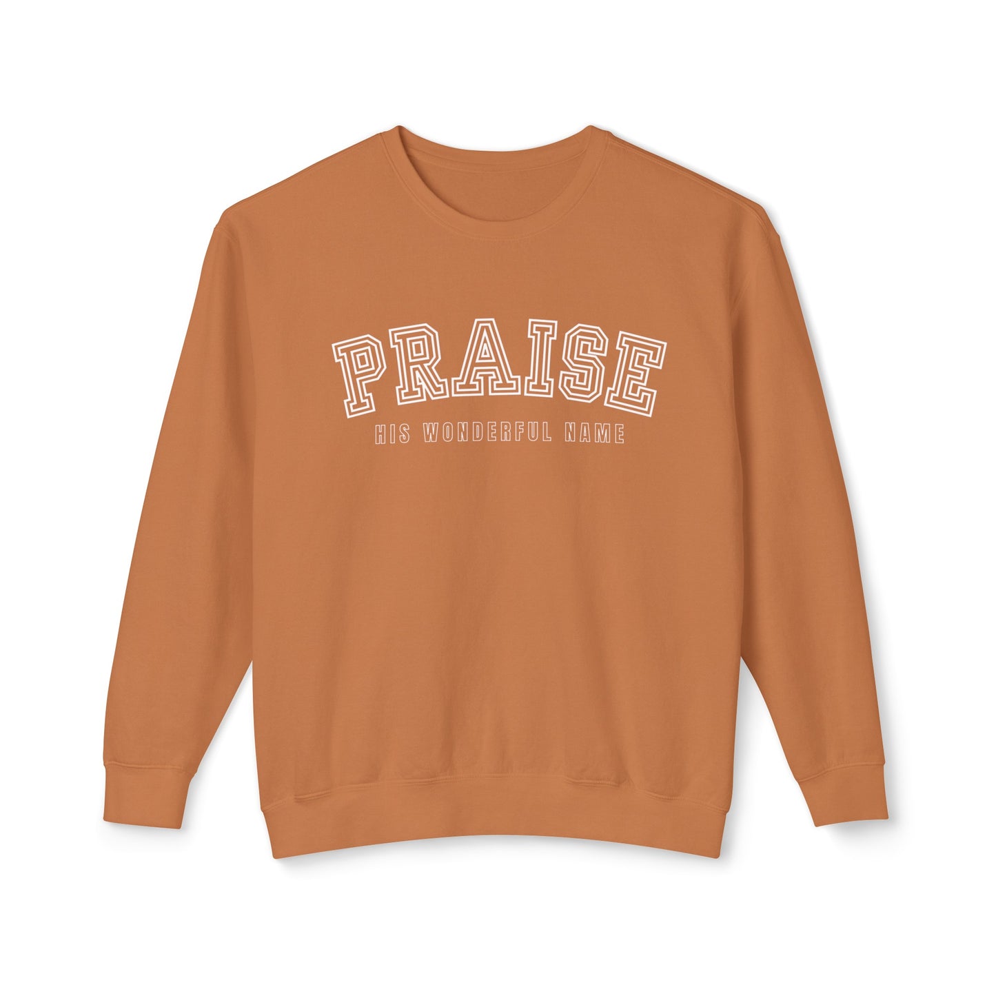 Eddy and Rita Women's Comfort Colors Lightweight Sweatshirt - "Praise His Wonderful Name" Graphic Pullover for Faithful Souls