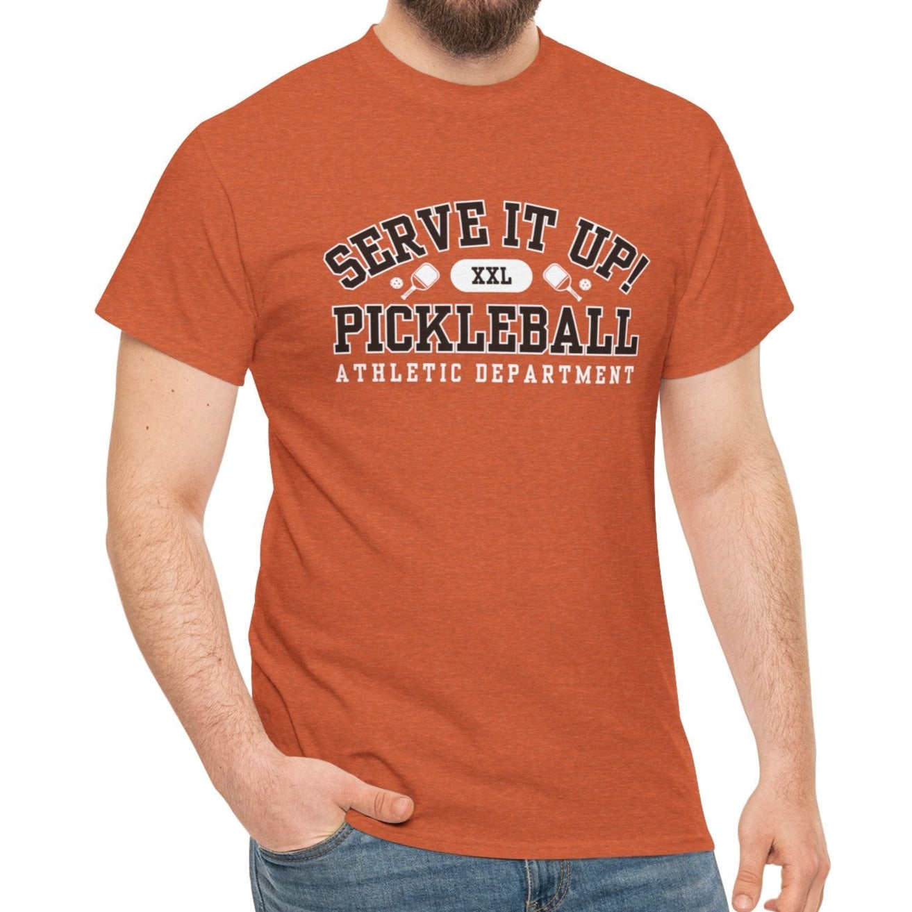 Eddy and Rita Unisex Heavy Cotton T-Shirt - "Serve It Up Pickleball Athletic Department" Graphic Tee