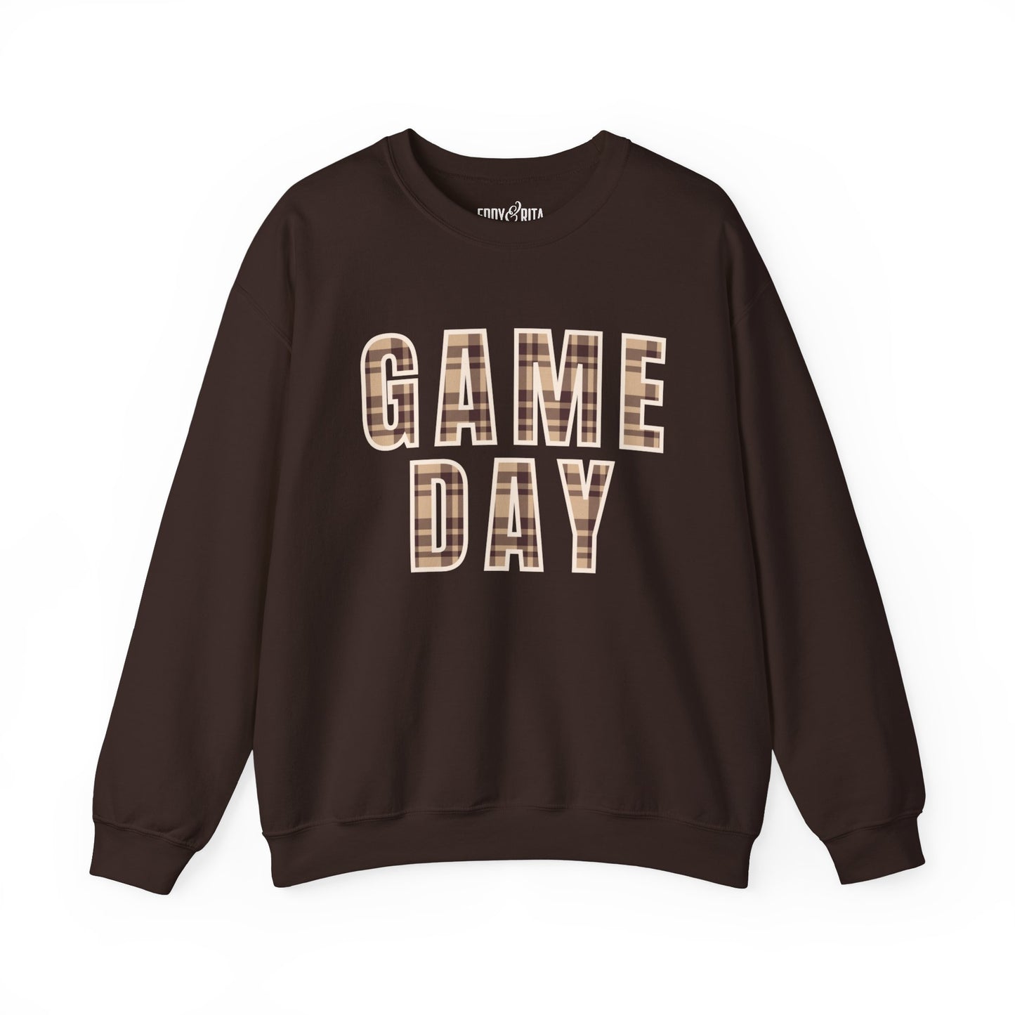 Women’s Heavy Sweatshirt – Game Day Plaid Print Design | Stylish Sports Fan Apparel