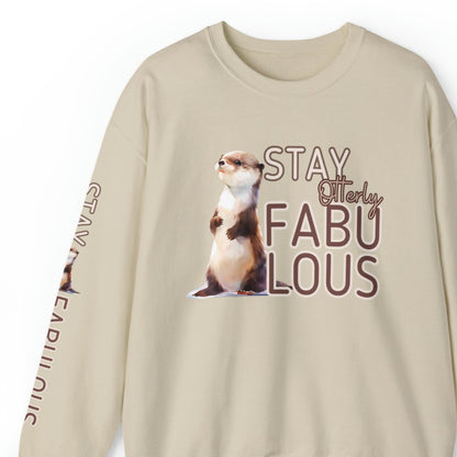 Stay Otterly Fabulous: Women's Sweatshirt with Otter and Arm Detail - Eddy and Rita