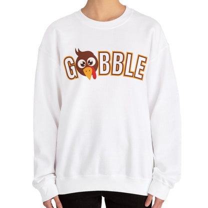 Women's Heavy Sweatshirt – "Gobble, Gobble, Gobble" Fun Thanksgiving Graphic Sweatshirt