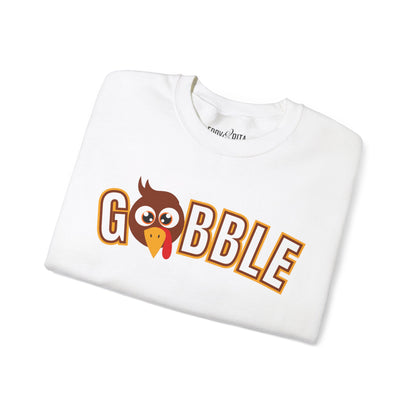 Women's Heavy Sweatshirt – "Gobble, Gobble, Gobble" Fun Thanksgiving Graphic Sweatshirt