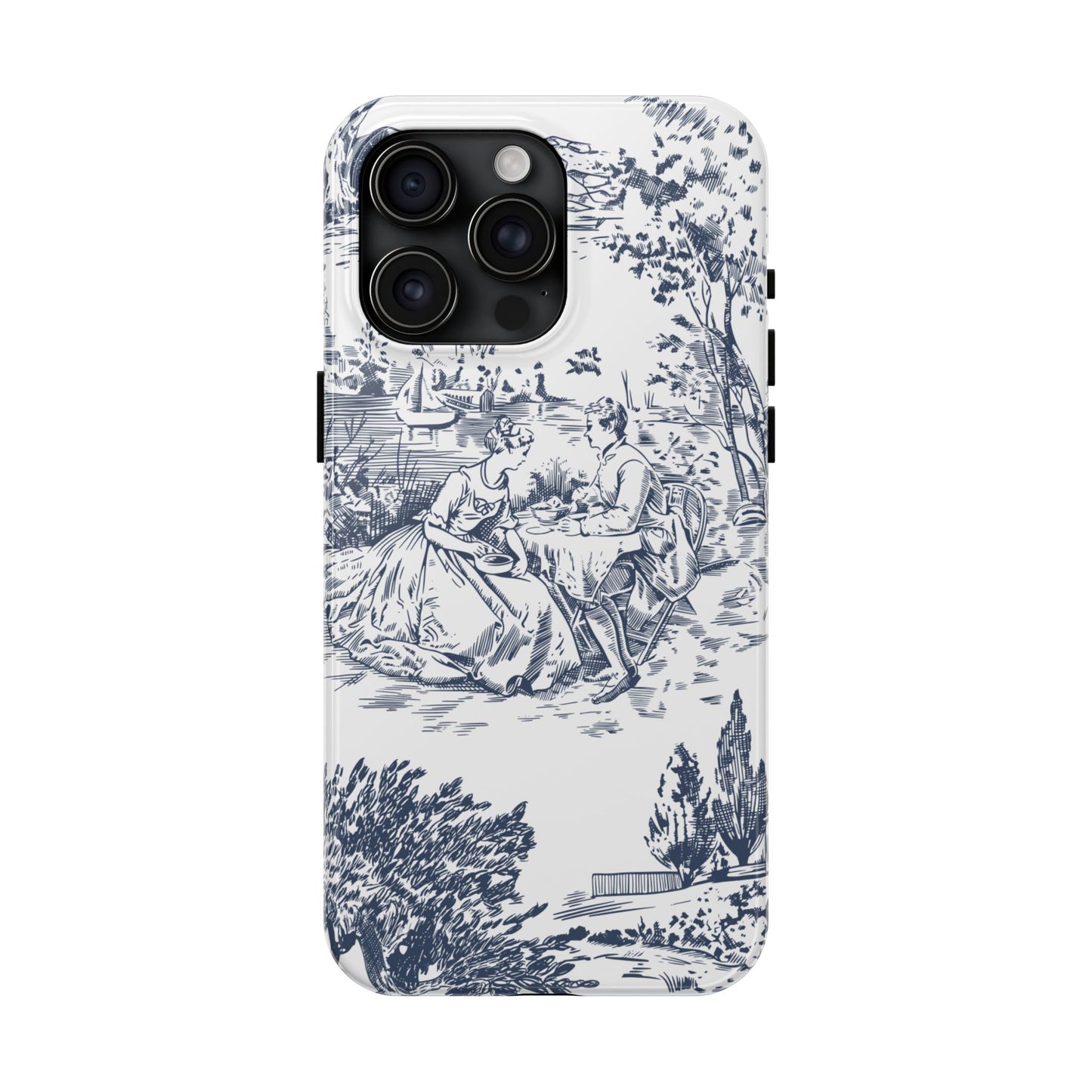 Tough Phone Case for iPhone – Elegant Toile Design | Durable and Stylish Stocking Stuffer Gift