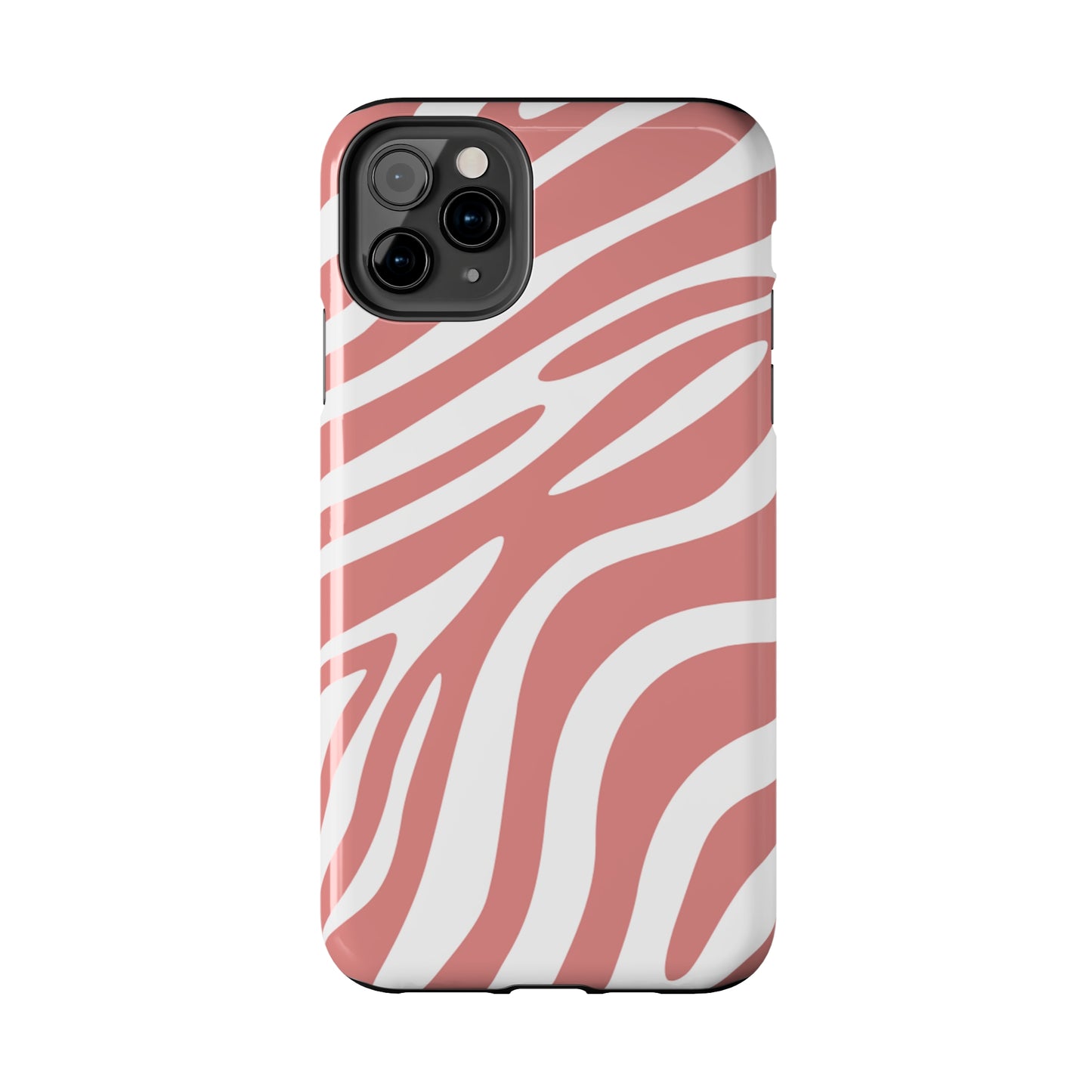 Pink and White Zebra Stripes iPhone Case - Stylish and Protective Cover for Your Device