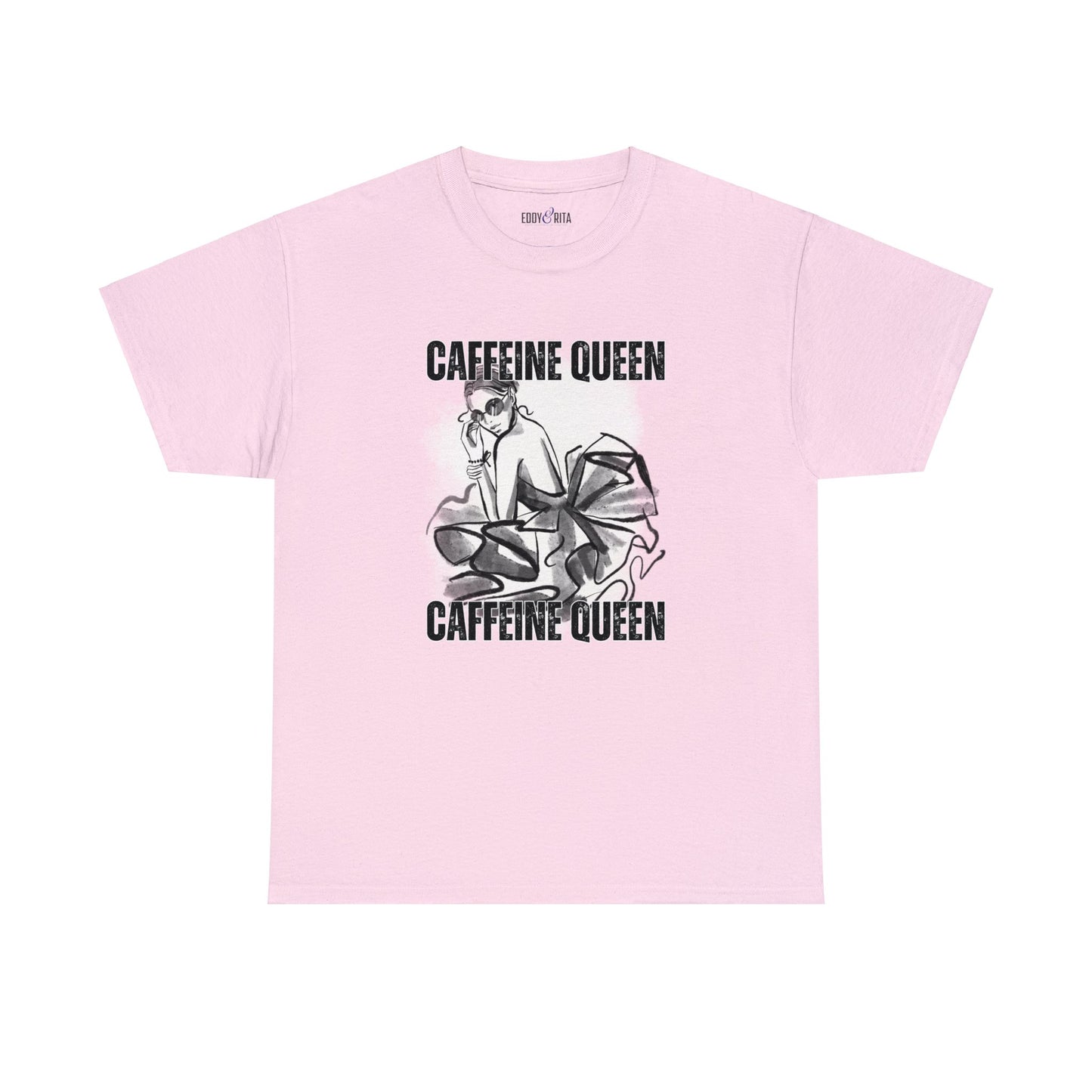 Caffeine Queen Comfort - Women's Heavy Cotton Tee for Coffee Lovers - Eddy and Rita