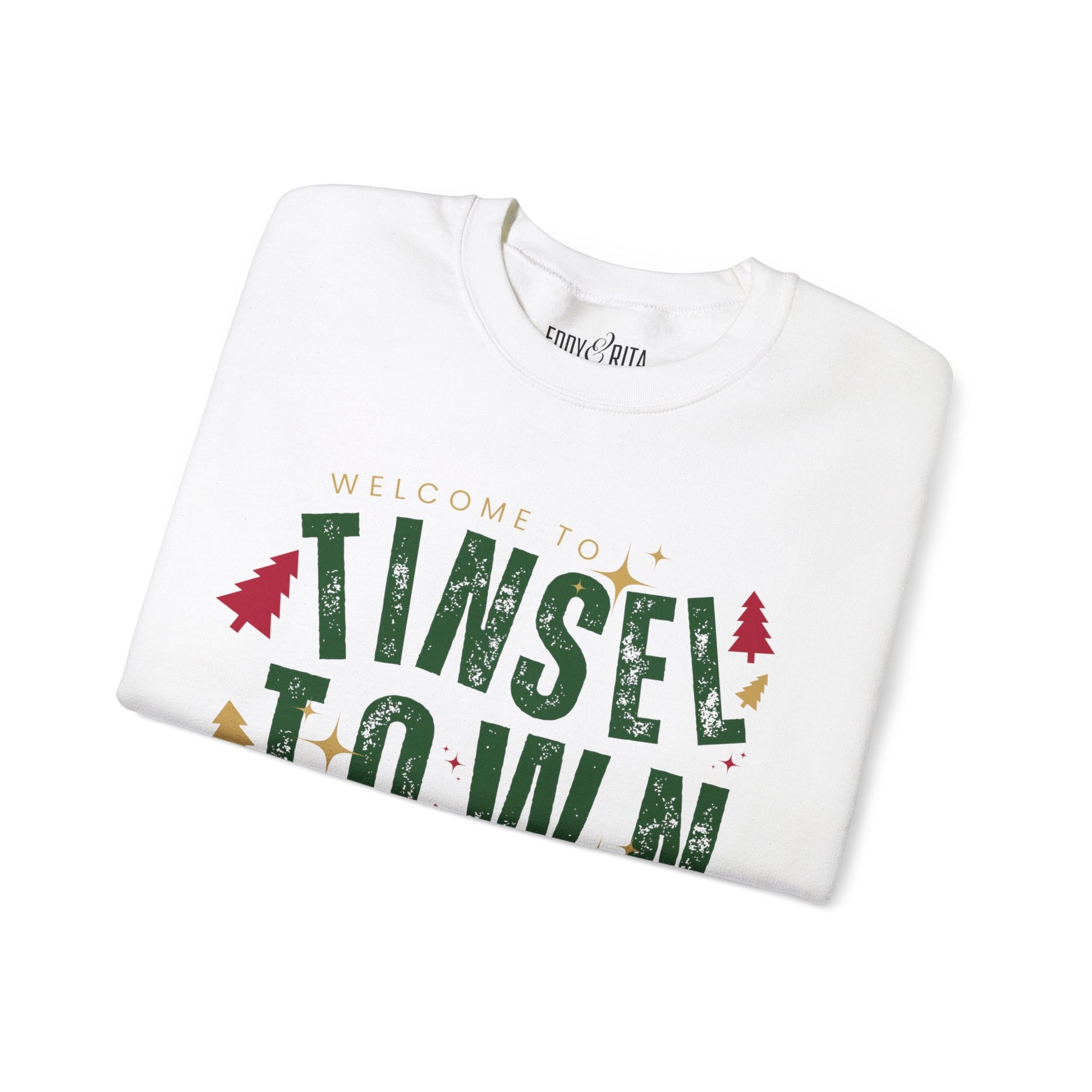 Women's Heavy Sweatshirt – "Tinsel Town" Fun and Festive Christmas Graphic Sweatshirt