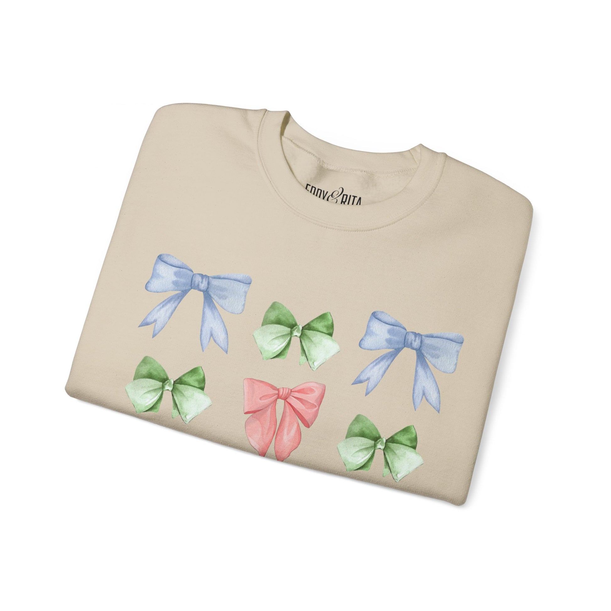 Eddy and Rita Women's Heavy Crewneck Sweatshirt - Pastel Bows Graphic Pullover