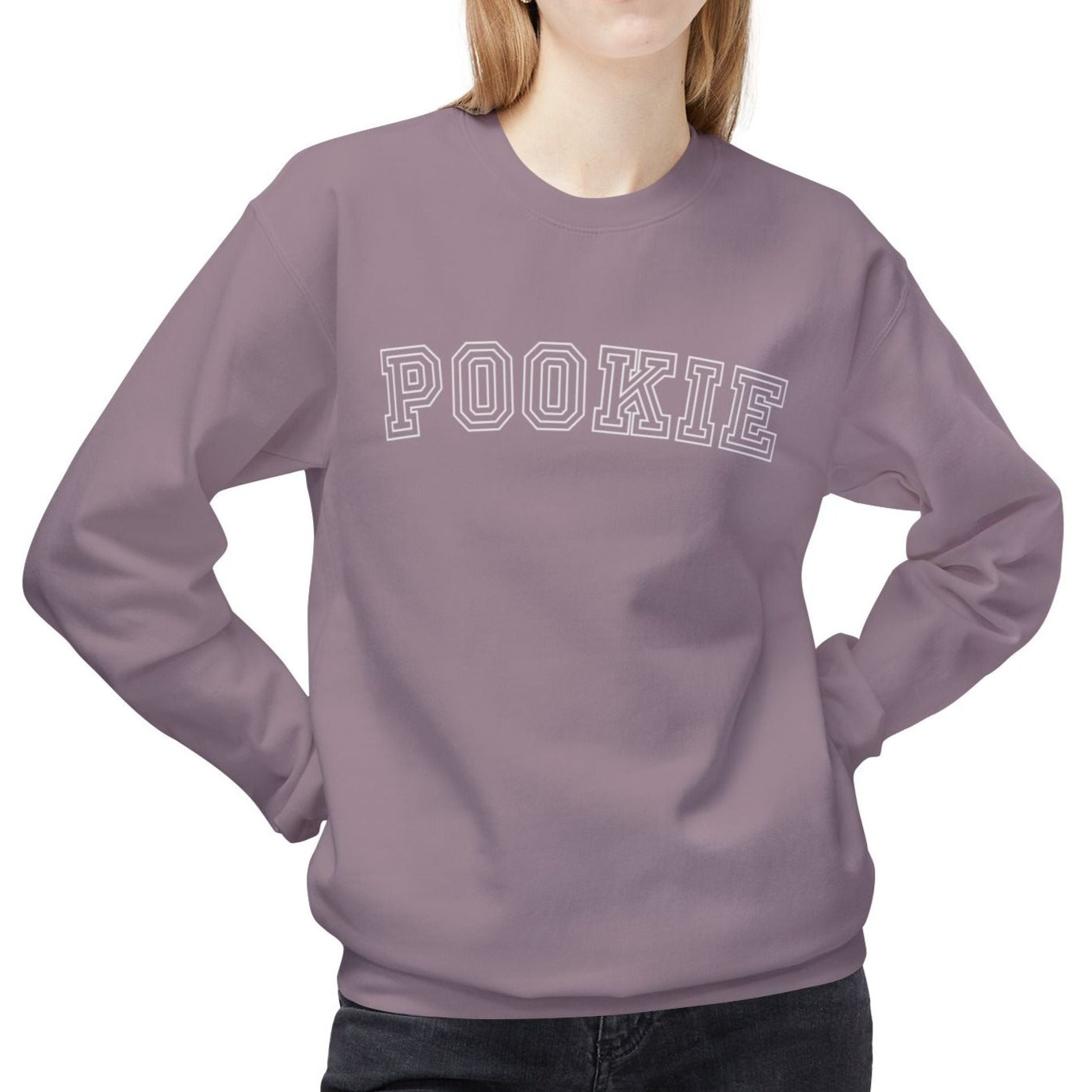 Eddy and Rita Women's Midweight Crewneck Sweatshirt - "Pookie" Cute and Cozy Graphic Pullover