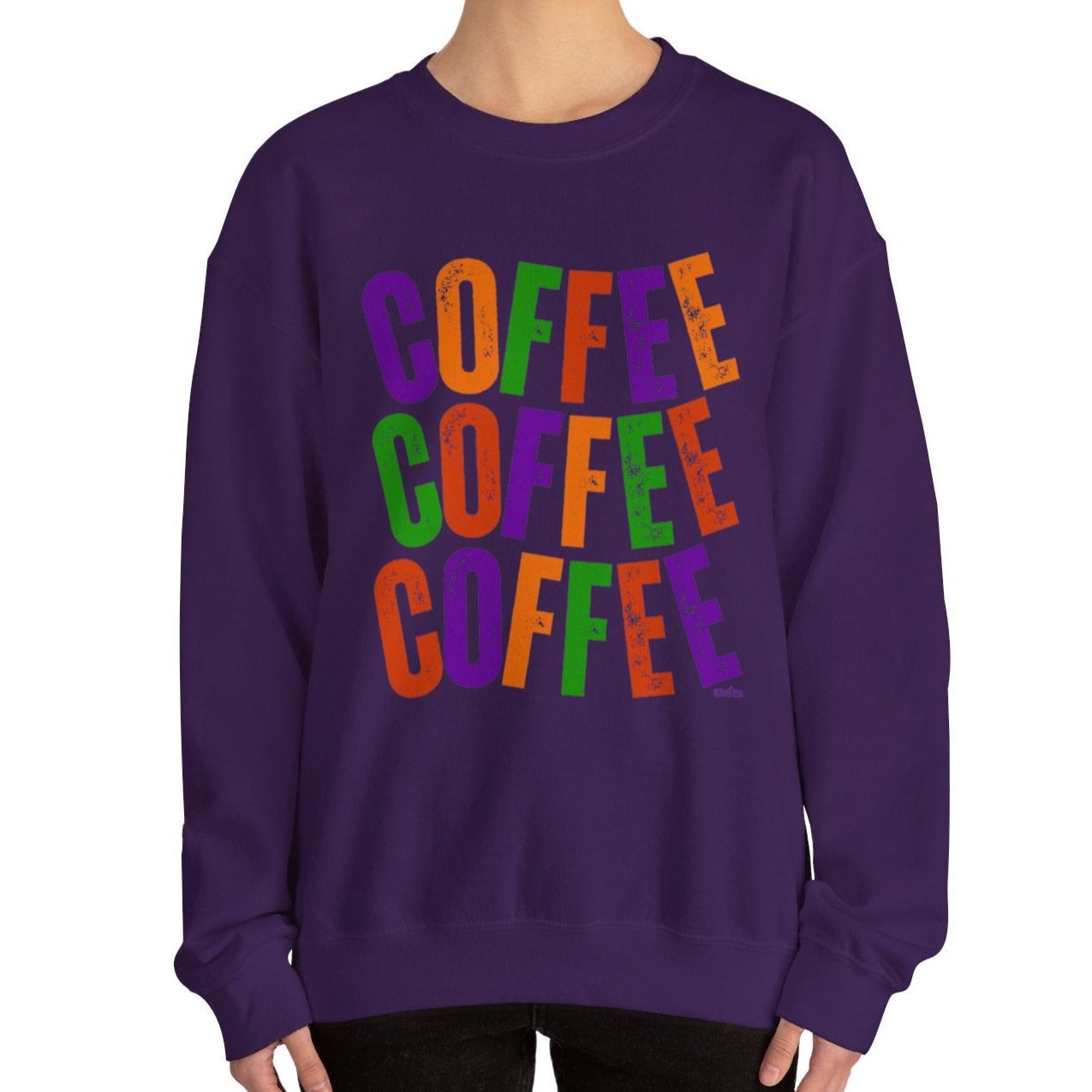 Women's Heavy Sweatshirt - "Coffee Coffee Coffee" Halloween Colors Graphic Pullover