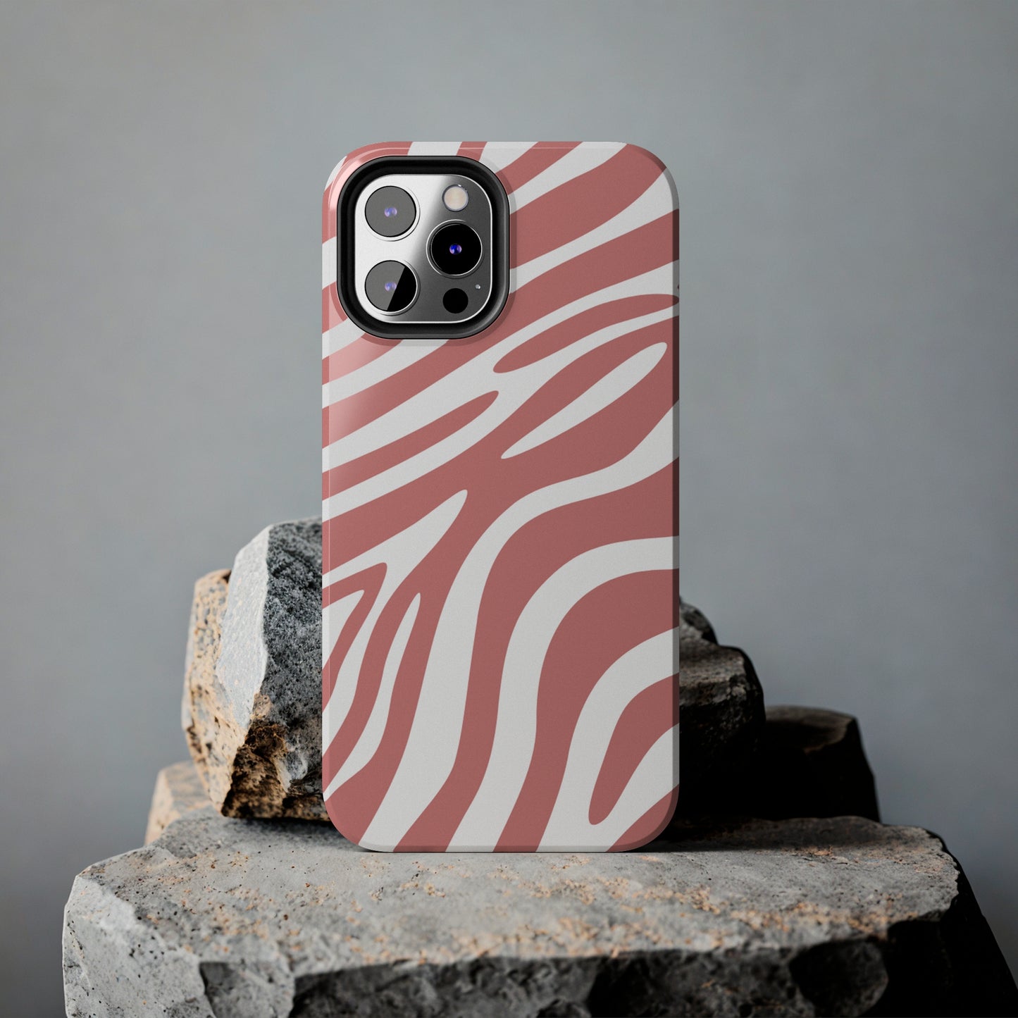 Pink and White Zebra Stripes iPhone Case - Stylish and Protective Cover for Your Device