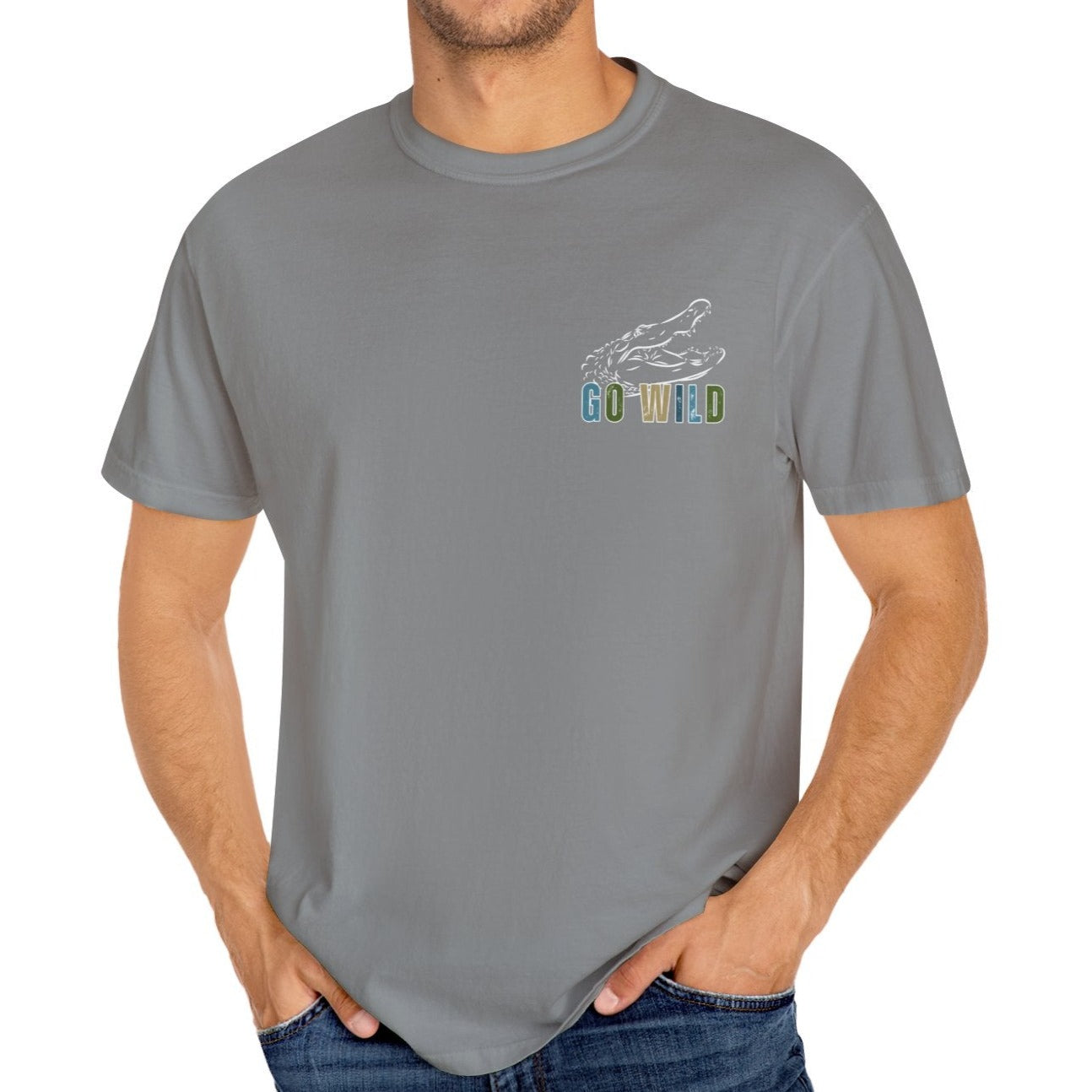 Eddy and Rita Men's Comfort Colors T-Shirt - "Go Wild" Alligator Graphic Tee