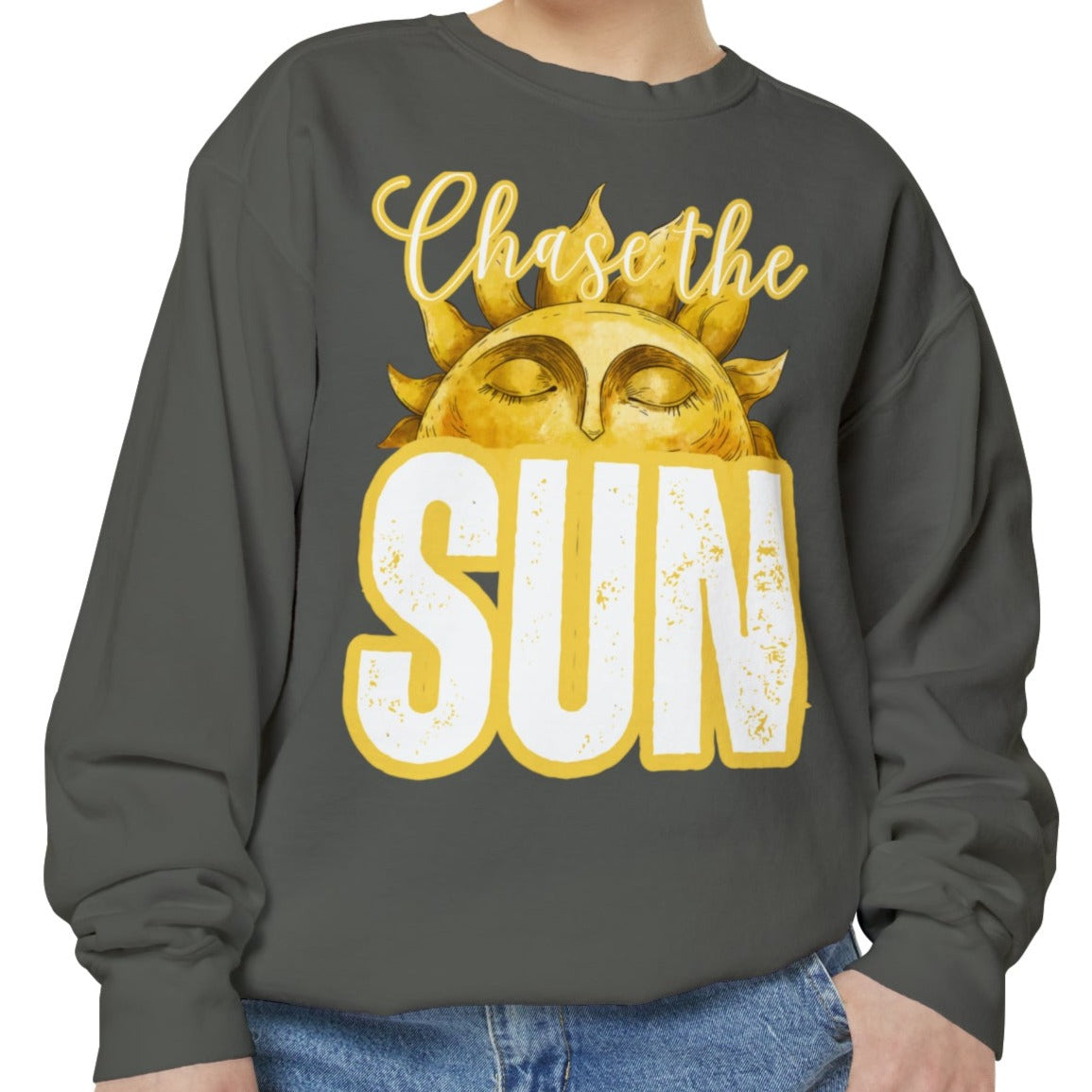 Chase the Sun Women's Comfort Colors Sweatshirt - Cozy and Inspirational - Eddy and Rita