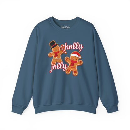 Women’s Heavy Sweatshirt – Holly Jolly Gingerbread Design | Cozy and Festive Holiday Fashion