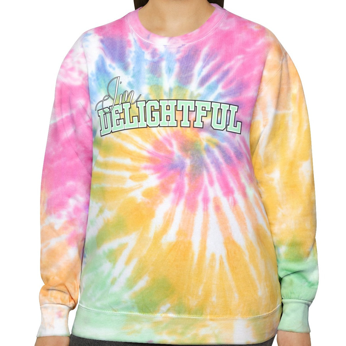 Delightful Vibes Women's Tie Dye Sweatshirt - Express Yourself with Style and Comfort in this Quirky Statement Piece - Eddy and Rita