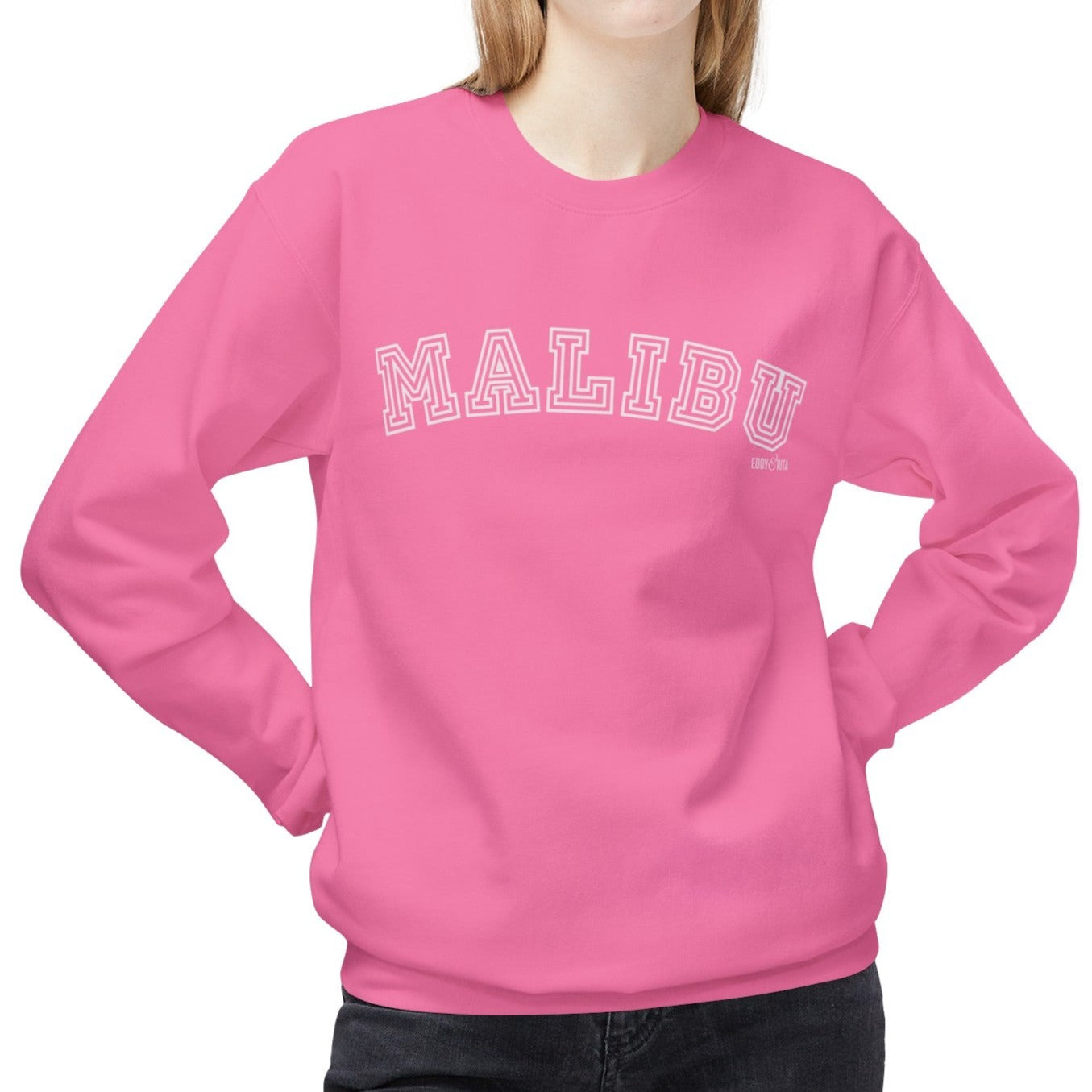 Eddy and Rita Women's Midweight Crewneck Sweatshirt - "Malibu" Coastal Graphic Pullover