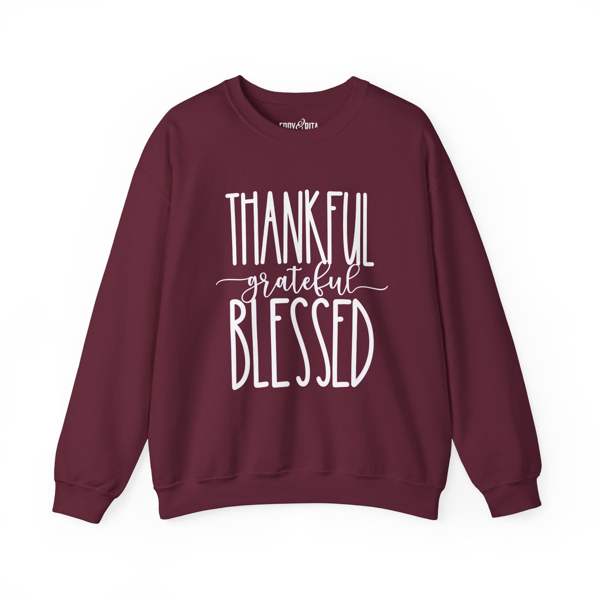 Women’s Heavy Sweatshirt – “Thankful Grateful Blessed” | Cozy and Inspirational Pullover for Everyday Comfort