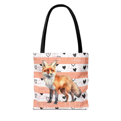 Hearts and Fox Harmony: Women's Small Tote Bag with Canvas of Love - Eddy and Rita