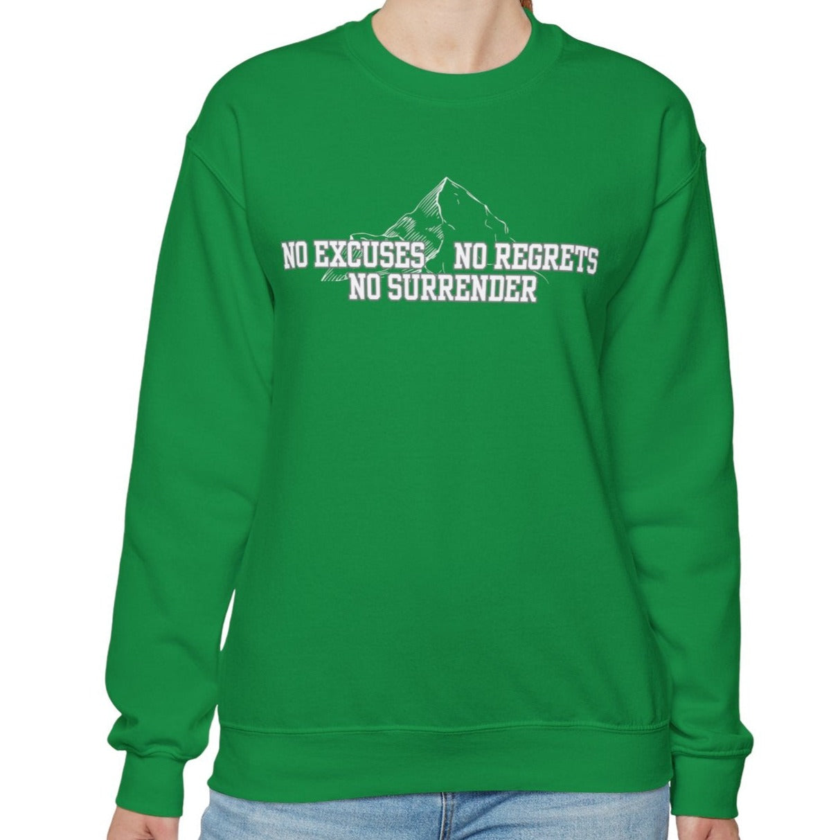 Unyielding Resolve: Men's Empowerment Sweatshirt - No Excuses, No Regrets, No Surrender