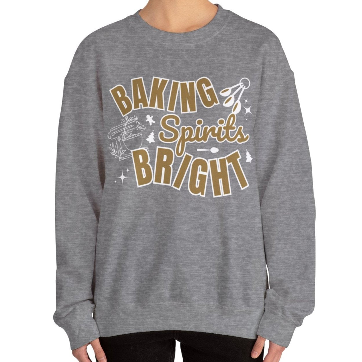 Women's Heavy Sweatshirt – "Baking Spirits Bright" Christmas Baking Graphic Sweatshirt