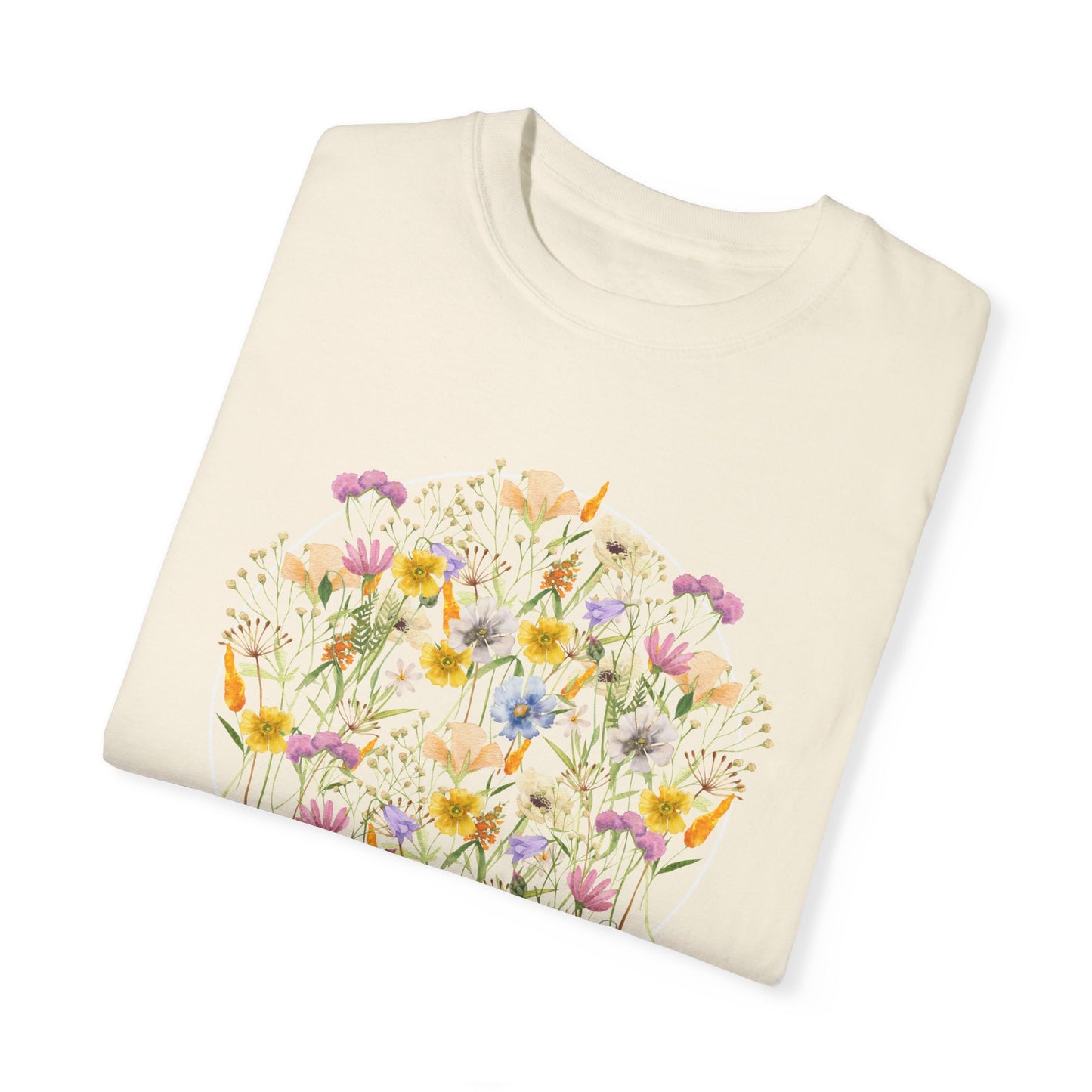 Wildflower Circle Graphic Tee - Beautiful Blooms for Free Spirits Garment-Dyed T-shirt