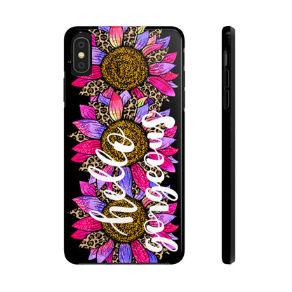 Hello Gorgeous Pink Purple Leopard Sunflowers iPhone Case - Stylish Floral Protective Cover