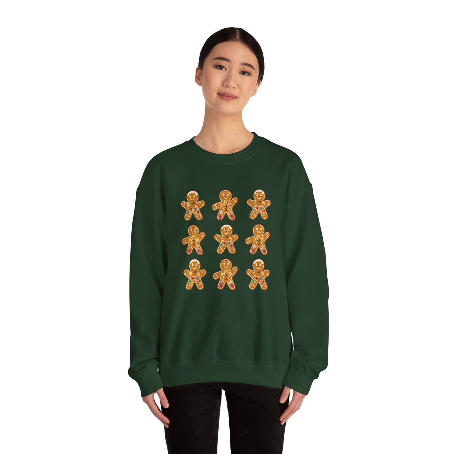 Women's Heavy Sweatshirt – "Gingerbread Cookie" Festive Holiday Graphic Sweatshirt