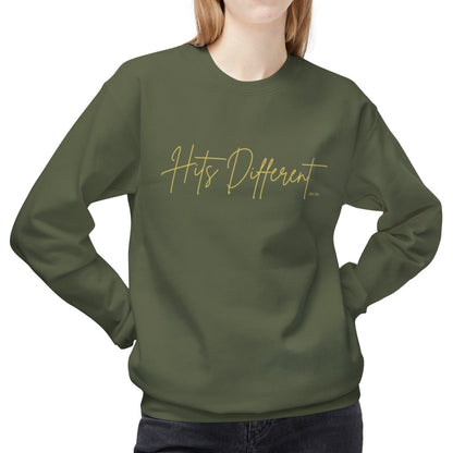 Eddy and Rita Women's Midweight Crewneck Sweatshirt - "Hits Different" Trendy Graphic Pullover