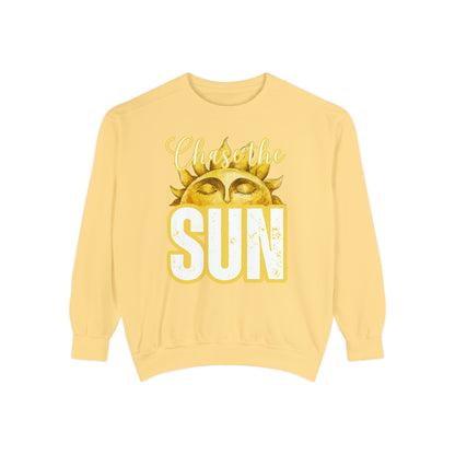 Chase the Sun Women's Comfort Colors Sweatshirt - Cozy and Inspirational - Eddy and Rita