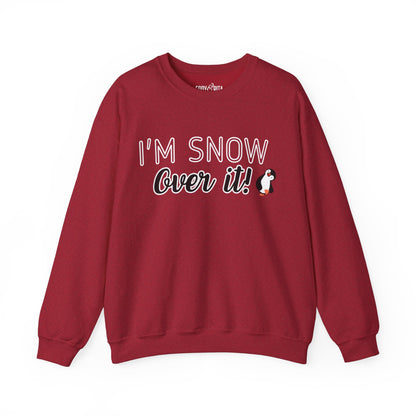 Women’s Heavy Sweatshirt – “I’m Snow Over It” Penguin Graphic | Cozy and Playful Winter Fashion