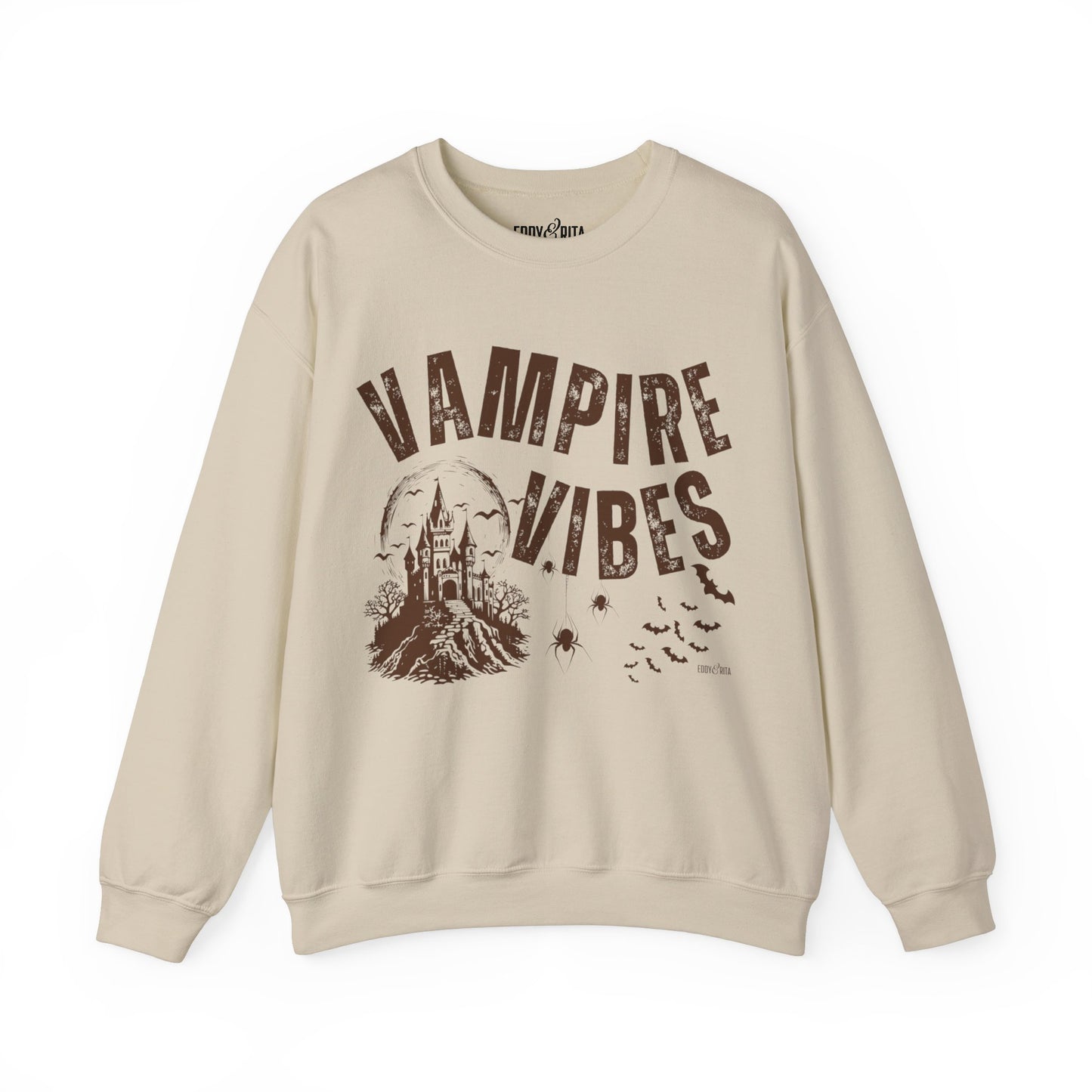 Eddy and Rita Women's Heavy Crewneck Sweatshirt - "Vampire Vibes" Halloween Graphic Pullover