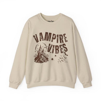 Eddy and Rita Women's Heavy Crewneck Sweatshirt - "Vampire Vibes" Halloween Graphic Pullover