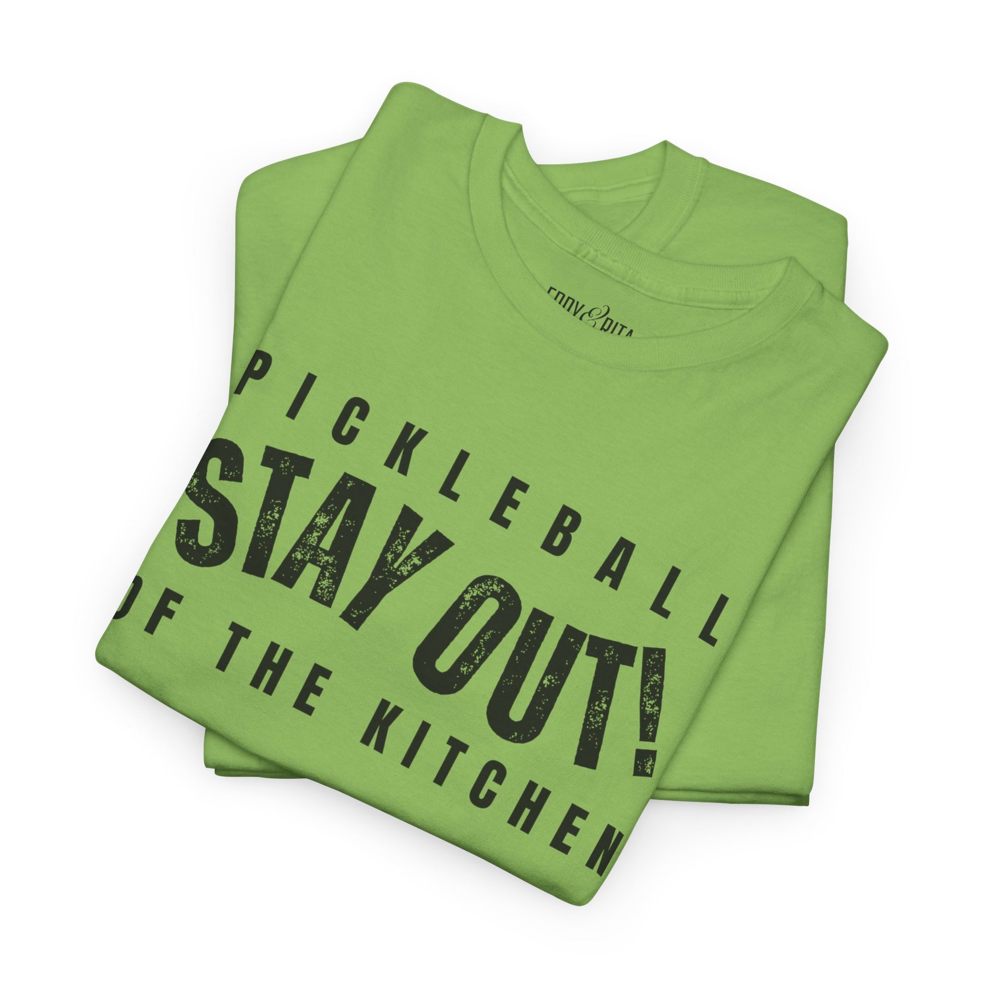 Eddy and Rita Women's Heavy Cotton T-Shirt - "Pickleball Stay Out of the Kitchen" Graphic Tee for Pickleball Enthusiasts