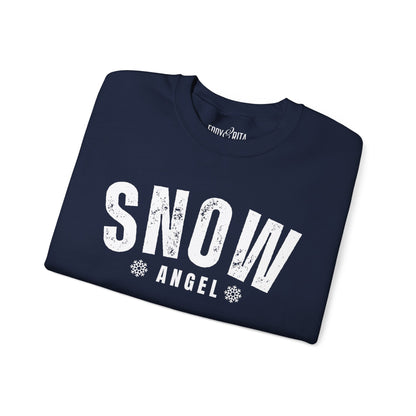 Women's Heavy Sweatshirt – "Snow Angel" Cozy Winter Graphic Sweatshirt