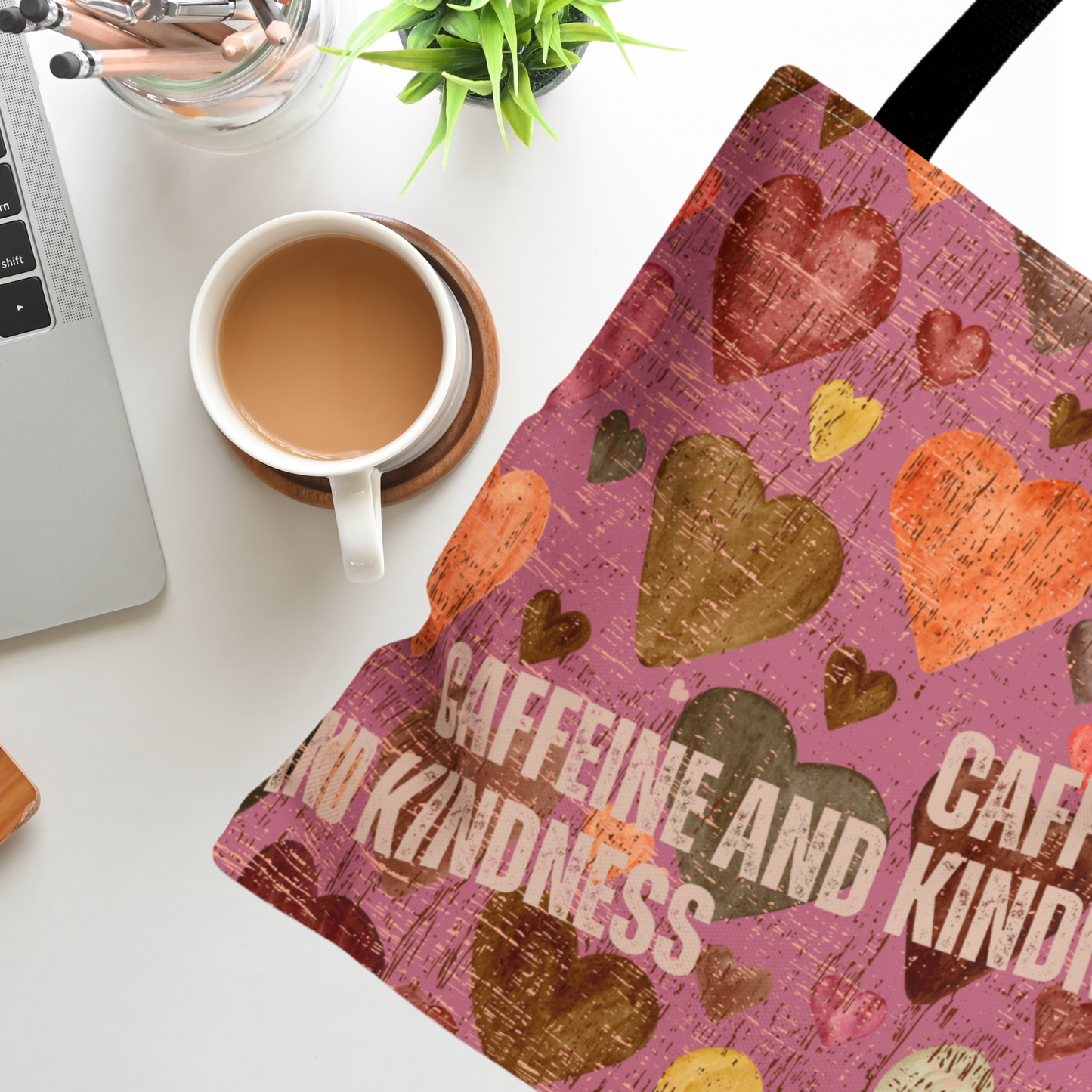 Caffeine and Kindness: Women's Small Tote Bag for Chic Caffeine Lovers - Eddy and Rita