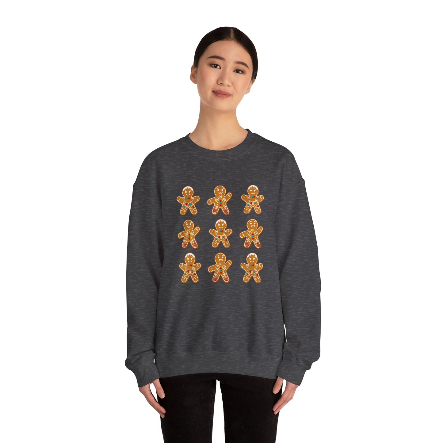 Women's Heavy Sweatshirt – "Gingerbread Cookie" Festive Holiday Graphic Sweatshirt