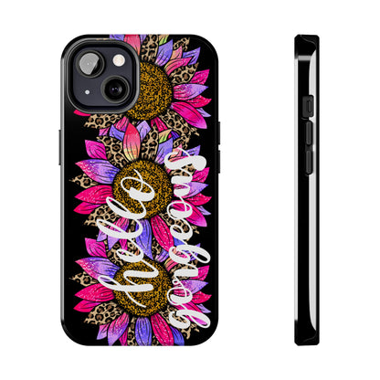 Hello Gorgeous Pink Purple Leopard Sunflowers iPhone Case - Stylish Floral Protective Cover